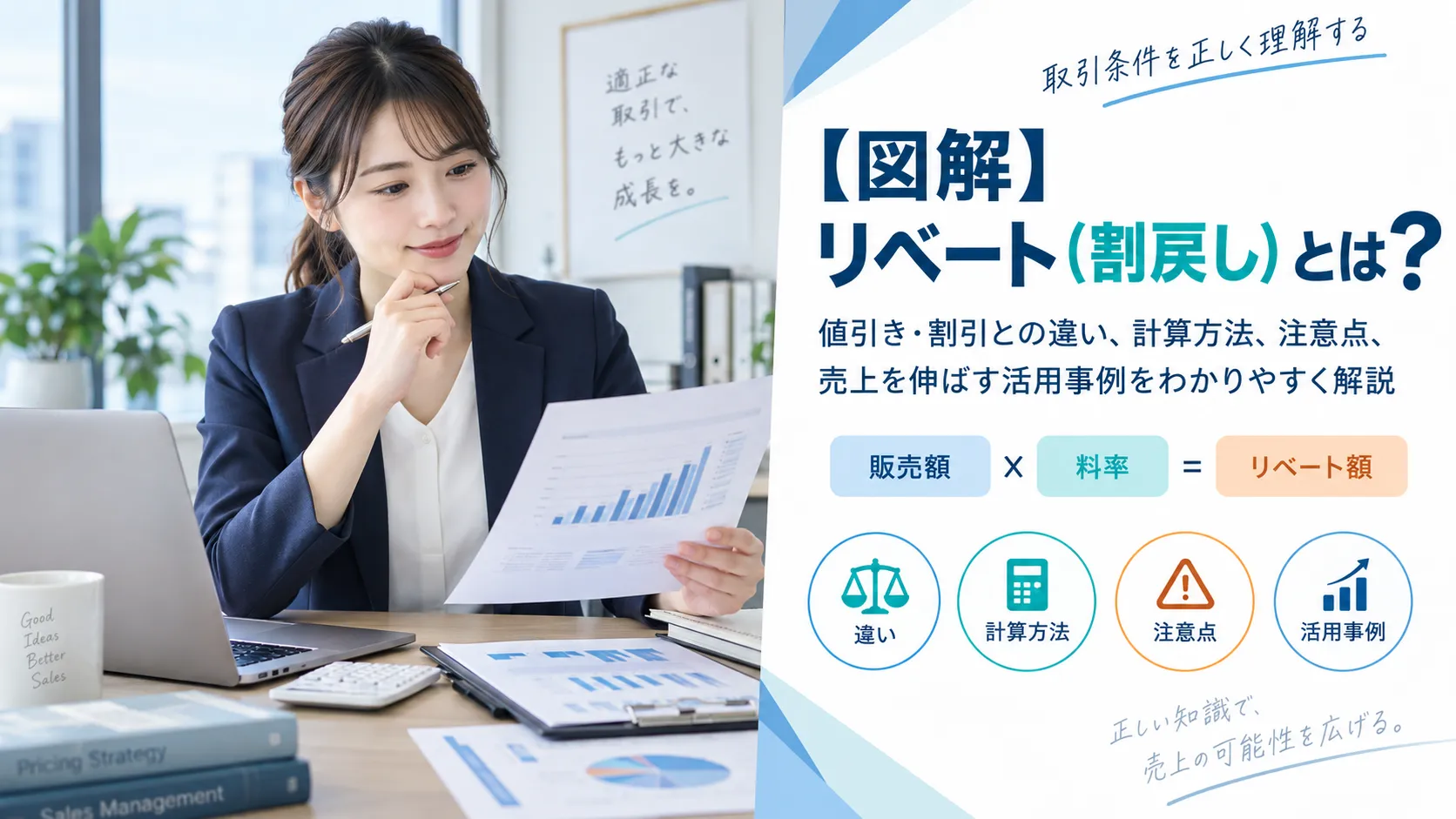 【図解】リベート（割戻し）とは？値引き・割引との違い、計算方法、注意点、売上を伸ばす活用事例を解説